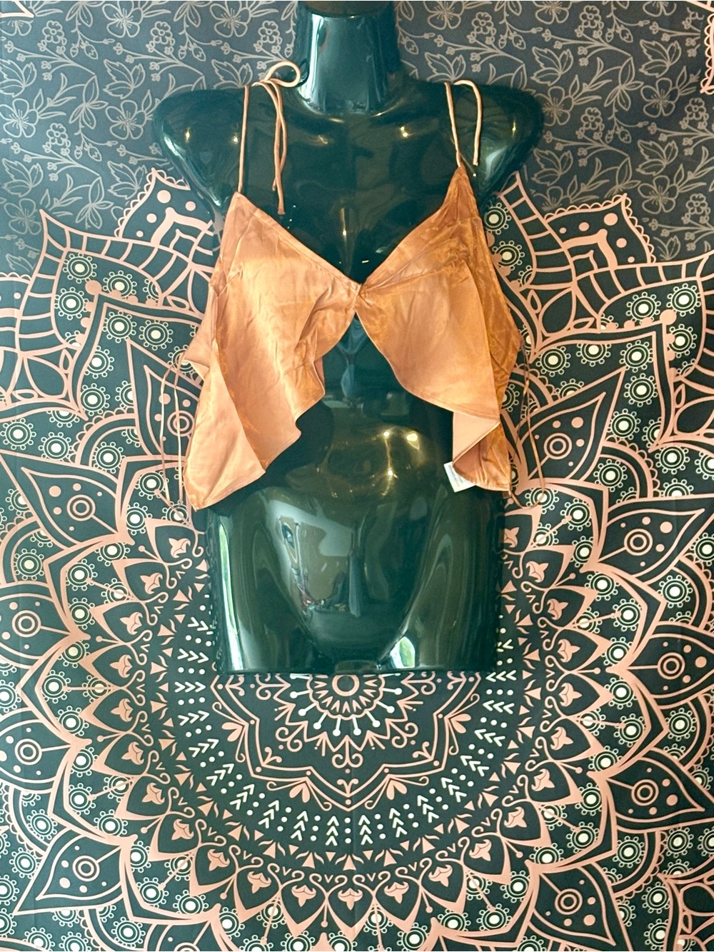 Satin Ruffle Crop Tank